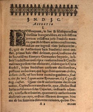 Disp. inaug. miscellaneas aliquot iuris feudal. assertiones continens