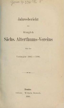 Jahresbericht des Sächsischen Altertumsvereins. 61. 1885/86