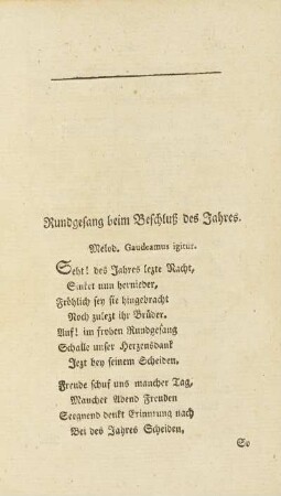 Rundgesang beim Beschluß des Jahres.