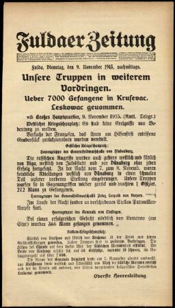 Ausgabe vom Dienstag, den 09. November 1915.