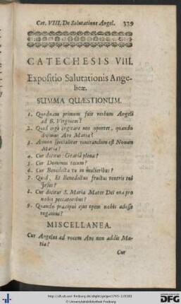 Catechesis VIII. De Expositio Salutationis Angelicae.