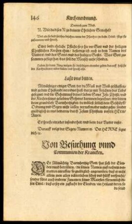 Von Besuchung unnd Communion der Krancken.