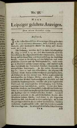 No. 86. Den 26ten October 1789.