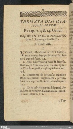 Themata Disputationis Sextae Ex cap.12.13 & 14.Genes.