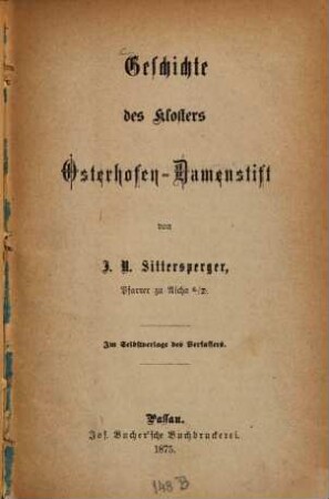 Geschichte des Klosters Osterhofen-Damenstift