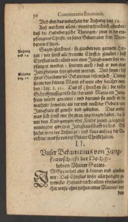 II. Unser Bekanntnus von Jungfrawschafft der Hochgelobten Mutter Gottes.