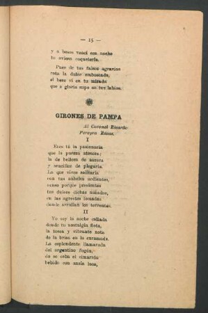 Girones de pampa : A Coronel Ricardo Pereyra Rosas.