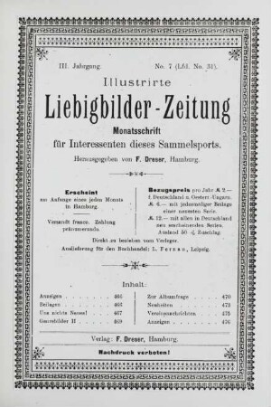 III. Jahrgang. No. 7 (Lfd. No. 31). (Hamburg, 1. Juli 1898.)