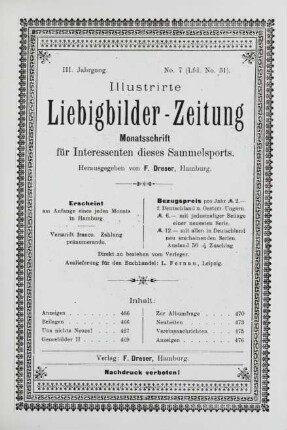 III. Jahrgang. No. 7 (Lfd. No. 31). (Hamburg, 1. Juli 1898.)