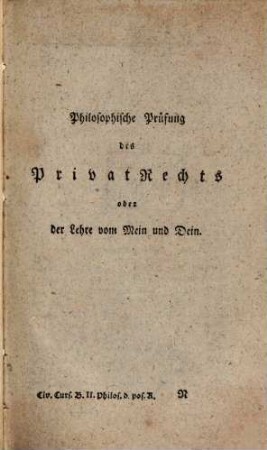 Lehrbuch des Naturrechts, als einer Philosophie des positiven Rechts, besonders des Privatrechts