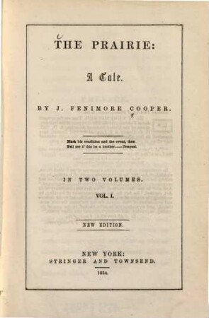 The prairie : a tale ; in 2 volumes