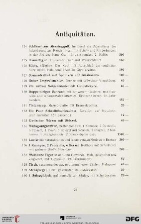 Antiquitäten (Nr. 124-140)
