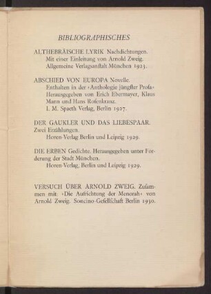 Bibliographisches