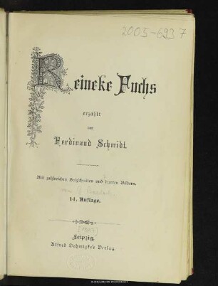 Reineke Fuchs : mit zahlreichen Holzschnitten und bunten Bildern