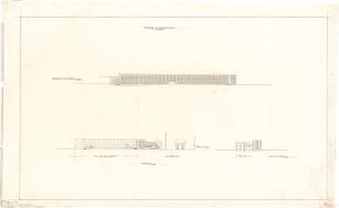 Gsaenger, Gustav; München; Luftkreiskommando - gegen Süden, Rückseite (Ansicht), Ostseite (Ansicht), Westhof (Ansicht m. Schnitt)