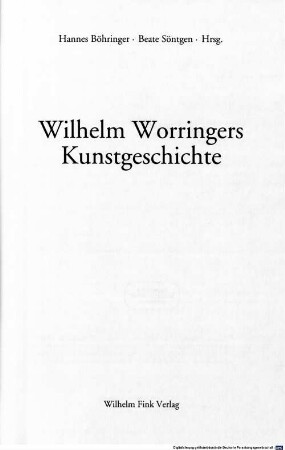 Wilhelm Worringers Kunstgeschichte