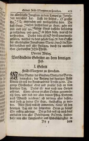 679-699, Vierter Absatz. I. Gebett - VII. Gebett; Kurtze Tag-Zeiten; Litaney