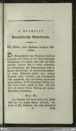 I. Abschnitt. Naturhistorische Bemerkungen