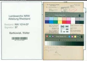 Entnazifizierung Walter Bartkowiak , geb. 16.01.1904 ()
