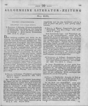 Hölder, C. G.: Französisches Lesebuch für des Alter von 12 - 15 Jahren. Mit einem vollständigen Wörterverzeichnisse. Stuttgart: Löflund 1828