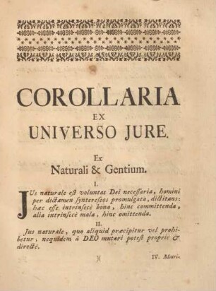 Corollaria ex universo jure.