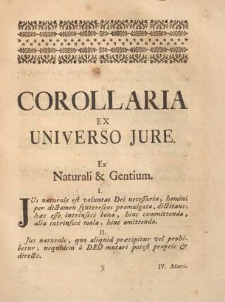 Corollaria ex universo jure.