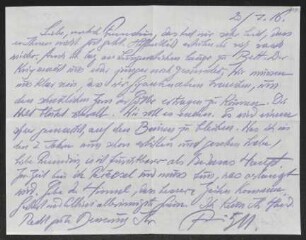 Brief von Fritz von Unruh an Margarete Hauptmann