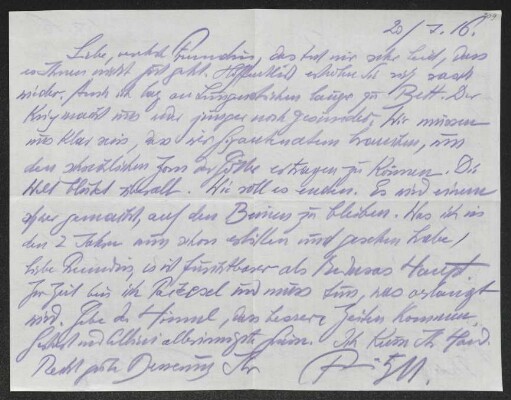 Brief von Fritz von Unruh an Margarete Hauptmann