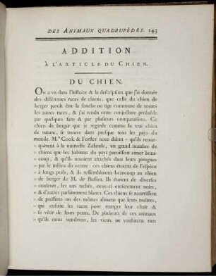 Addition à L' Article du Chien.