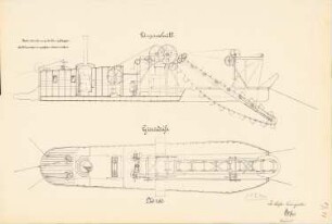 Dampfbagger: Grundriss, Schnitt 1:50