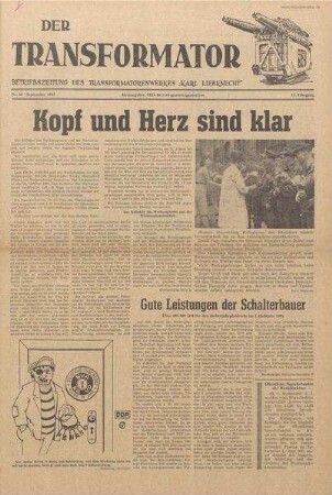 TRO-Betriebszeitung 'Der Transformator'; Nr. 32/1961 (September 1961)