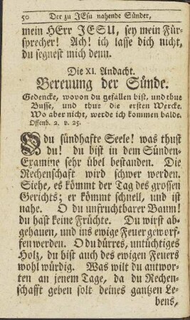 Die XI. Andacht. Bereuung der Sünde.