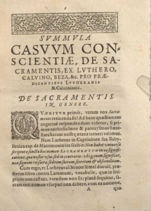 De Sacramentis In Genere.