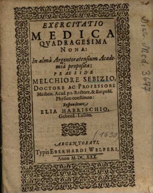 Exercitatio Medica Qvadragesima Nona