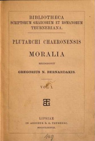 Plutarchi Chaeronensis Moralia, 1