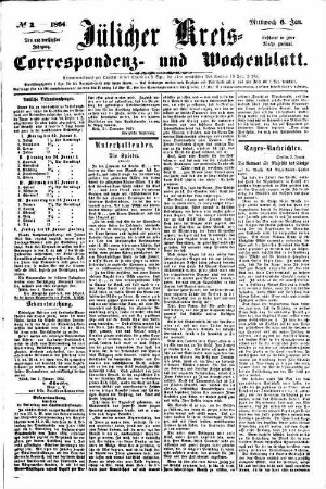Jülicher Kreis-, Correspondenz- und Wochenblatt. 1852-1866