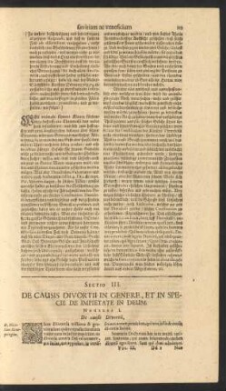 Sectio III. De Causis Divortii In Genere, Et In Specie De Impietate In Deum.
