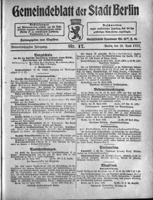 1922,17: Nr. 17, 23. April 1922