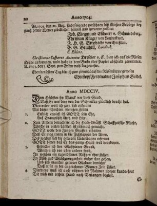 Anno 1704 – Anno 1709