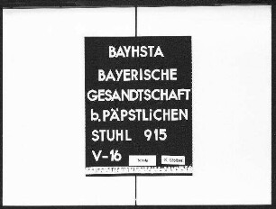 Die Neubesetzung der Münchner Nuntiatur nach der Abberufung des zum Kardinal ernannten Pronuntius Monsignore Andreas Frühwirth