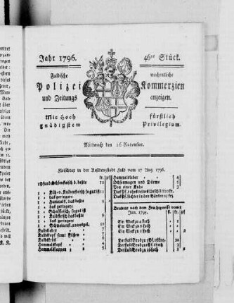 46tes Stück., Ausgabe vom 16. November 1796