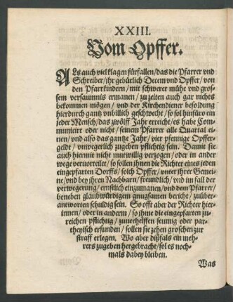 XXIII. Vom Opffer.