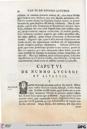 Caput VI: De nummo lycurgi et alvattis