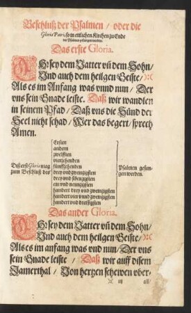 Beschluß der Psalmen/ oder die Gloria Patri ...
