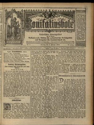 Erste Ausgabe vom Sonntag, den 02. Februar 1913.
