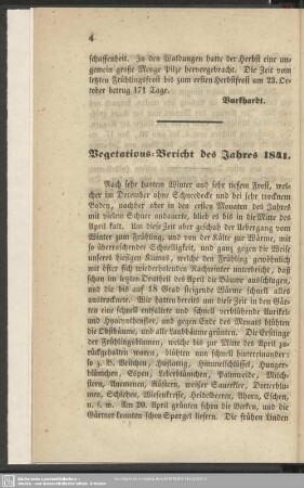 Vegetations-Bericht des Jahres 1841