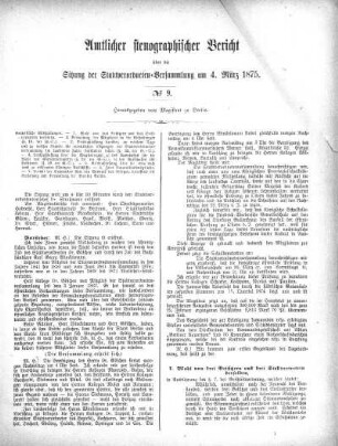 Amtlicher Stenographischer Bericht über die Sitzung der Stadtverordenten-Versammlung am 4. März 1875