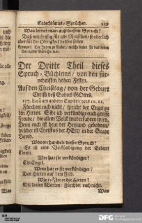 Der Dritte Theil dieses Spruch-Büchleins / von den fürnehmsten hohen Festen