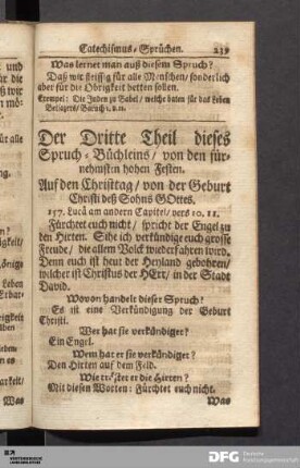Der Dritte Theil dieses Spruch-Büchleins / von den fürnehmsten hohen Festen