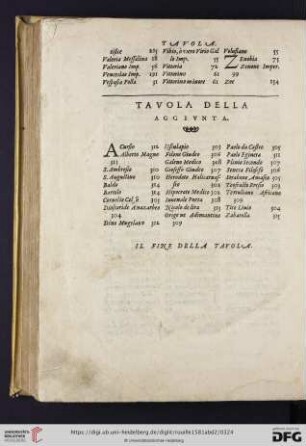Tavola della aggiunta